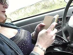 sexy milf frina pulls over fingers her soaking pussy to intense orgasm