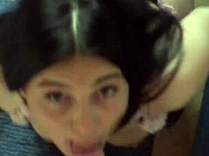 brunette gia chains up, kneels submissively for sloppy face fucking