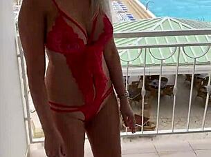 Hey, watch me flash my lingerie on the balcony!