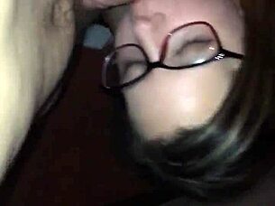 Sexy Glasses Babe Delivers Amazing Big Cock Blowjob