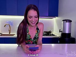 Delivery guy drops dildos as latina babe begs him to test every toy thoroughly