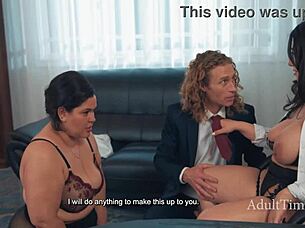 cheating boss wife drags him into fat bbw threesome fuck
