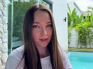 Petite babysitter creampied doggystyle by horny college guy outdoors