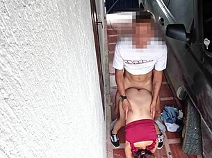 skinny 18yo stands and fucks stranger's big cock tight