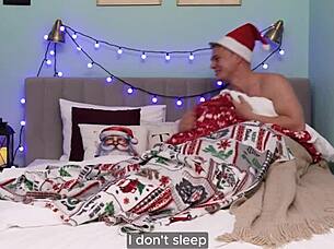 Blonde babe's wet pussy becomes perfect christmas gift substitute