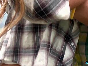 friend helps her cum hard riding in greenhouse!