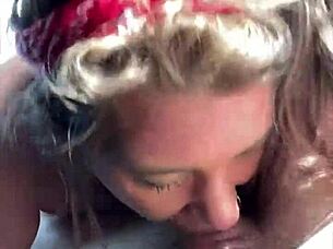 Topless Hooker Swallows Cum After Rubbing Jizz On Pretty Face In Public