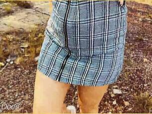 Milf Wife Flashes Shaved Pussy Under Skirt No Panties