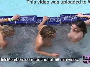 dream girls lick pussies naked in jacuzzi at spring break party!