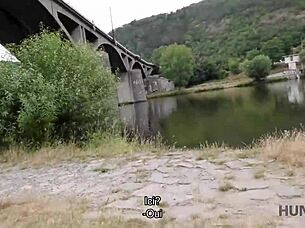 cuckold watches petite czech girlfriend fuck for cash in park