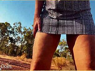 Milf Wife Flashes Shaved Pussy Under Skirt No Panties