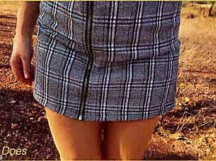 Milf Wife Flashes Shaved Pussy Under Skirt No Panties