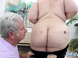 chubby alexxxis allure relaxes while masseur toys her gently
