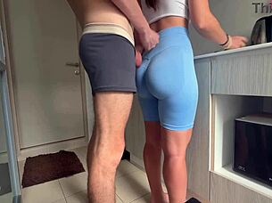 Stepmom's yoga pants yanked down for hard fuck 😈🍑💦
