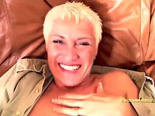 Suggestive Curvy Blonde Sonja Gags Passionately On Cock