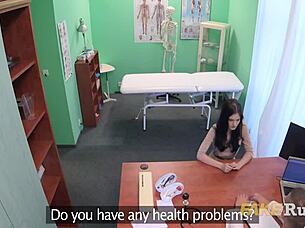 doctor catches pregnant brunette patient and fucks her tight pussy deep