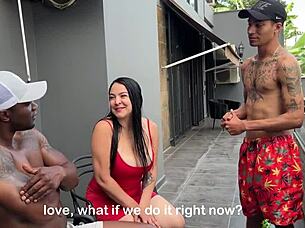 why watch me slam my busty latina neighbor's big tits while her black husband joins and i explode cum hard part 2?