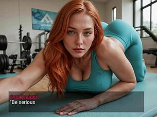 big busty redhead seduces gym trainer for wild fuck