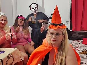 sexy halloween orgy gangbang unleashes rough creampie chaos in brazil