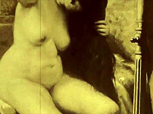 mysterious vintage hairy retro beast bends over erotically