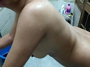 Indian babe caught bathing, bro fingers tight pussy then fucks hard