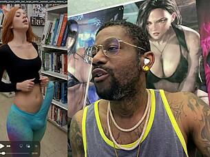 cute petite trans cosplayer cums hard with huge cock in bookstore!