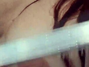 Big tits milf rubs pussy close-up before creampie finish