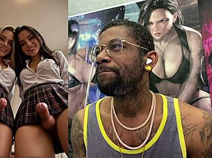 cute petite trans cosplayer cums hard with huge cock in bookstore!