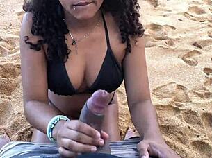 met this hot beach brunette 😍 wild fuck rolled! 🔥