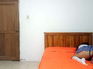 Horny latina student tempts with crazy dildo riding fantasy