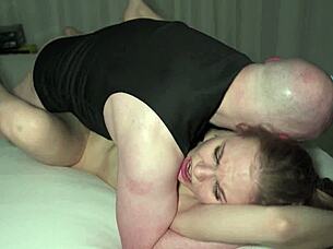 Petite soldier babe submits roughly to old dom in homemade sex