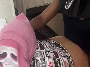 we couldn't wait, ditched the halloween party for a quick creampie fuck with my horny ebony milf