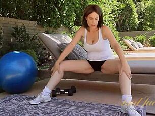 Auntjudys big tit milf kelly outdoor yoga workout classics