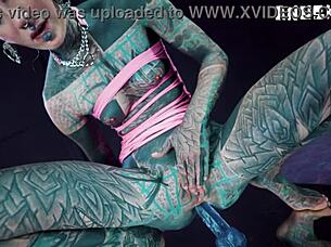 Psychedelic Hippies Pip Dildo Ride Anal Toy Play Squirting