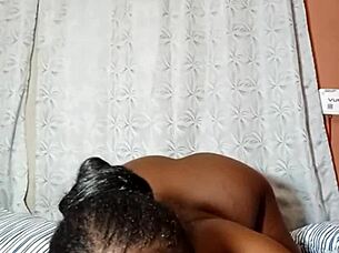 washing shaved fat black pussy and ass in bath