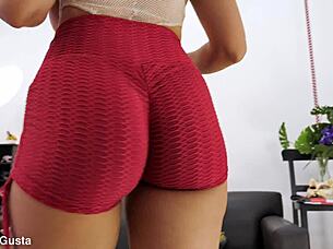 natural bouncy boobs on latina with big booty puffy cameltoe