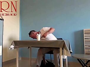 Naked waitress serves from navel at restaurant