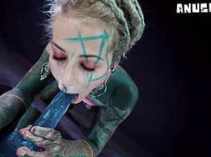 Psychedelic Hippies Pip Dildo Ride Anal Toy Play Squirting