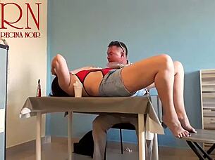Naked waitress serves from navel at restaurant