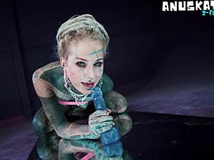 Psychedelic Hippies Pip Dildo Ride Anal Toy Play Squirting