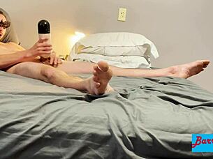 Edged monster cock to cum with vibrating toy