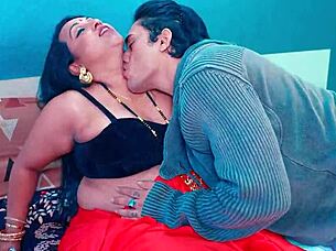 Intense nighttime seduction bent over the bed