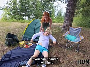 russian chloe surprises boyfriend by jumping on huge dick in forest