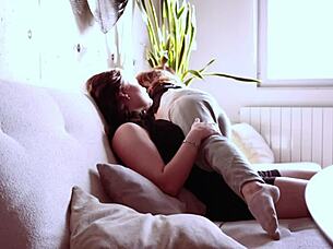 sexy redhead cums hard in tight jeans