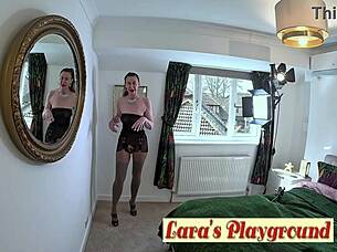 British Milf Teases in Pantyhose at Lara's Playground!