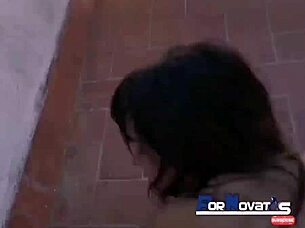 Big natural tits cutie fucks victor bloom on terrace