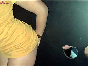 prostitute takes monster cocks at gloryhole cums hard while cuckold films big black cock action