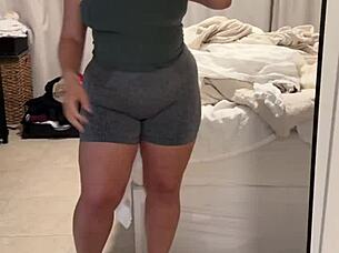 behind scenes chubby latina shows off huge tits routine