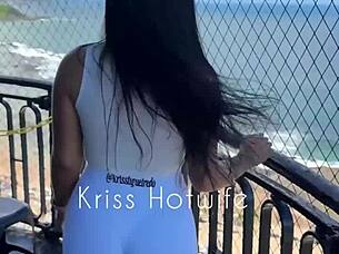 Brazilian Wife Flashes Big Pussy Lips Poolside