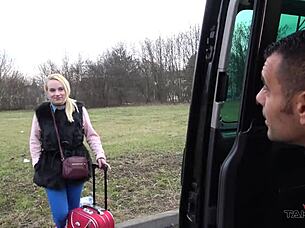 Skinny Blonde Trades Deal for Deepthroat Big Cock Car Fuck Ride
